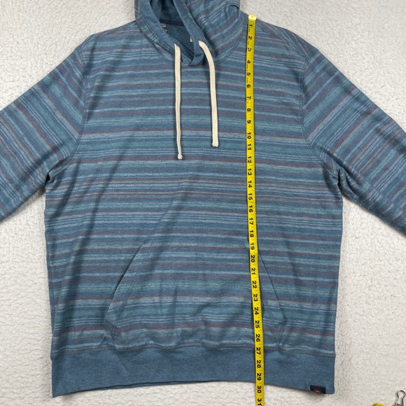 Faherty Hoodie Mens XXL Blue Organic Cotton Striped Slub Pullover Casual Travel - Picture 5 of 10